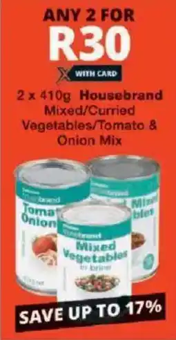 Checkers Housebrand Mixed/ Curried Vegetables/ Tomato & Onion Mix offer
