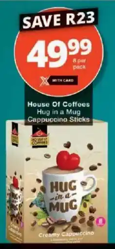 Checkers House Of Coffees Hug in a Mug Cappuccino Sticks offer