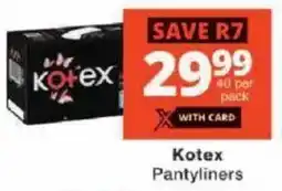 Checkers Kotex Pantyliners offer