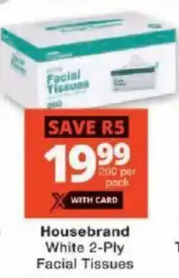 Checkers Housebrand White 2-Ply Facial Tissues offer