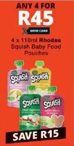 Checkers Rhodes Squish Baby Food Pouches offer