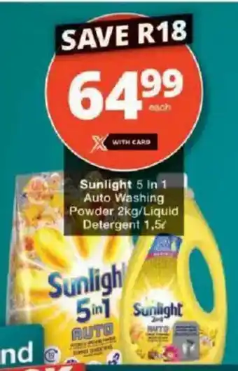 Checkers Sunlight 5 in 1 Auto Washing Powder/ Liquid Detergent offer