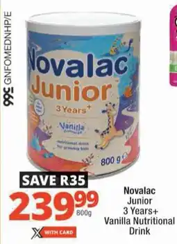 Checkers Novalac Junior 3 Years+ Vanilla Nutritional Drink offer