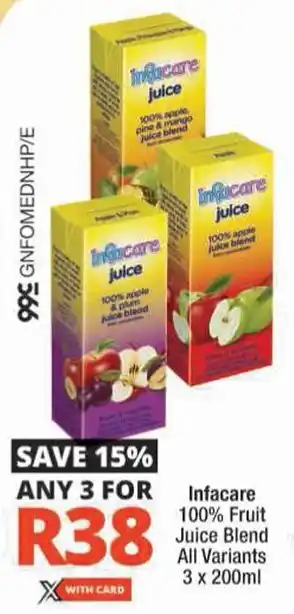 Checkers Infacare 100% Fruit Juice Blend All Variants offer