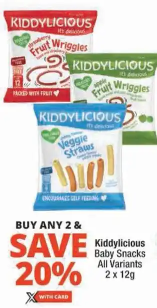 Checkers Kiddylicious Baby Snacks All Variants offer