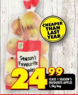 Shoprite CLASS 1 SEASON'S FAVOURITE APPLES 1,5kg bag offer