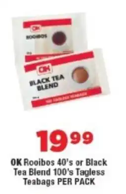 OK Foods OK Rooibos or Black Tea Blend Tagless Teabags offer