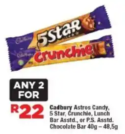 OK Foods Cadbury Astros Candy, 5 Star, Crunchie, Lunch Bar Asstd., or P.S. Asstd. Chocolate Bar offer