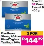 Game Five Roses Strong African Blend Tagless Teabags-For 2 x 200s Pack offer