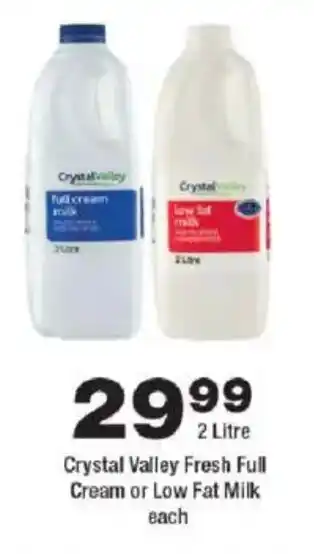 OK Foods Crystal Valley Fresh Full Cream or Low Fat Milk offer
