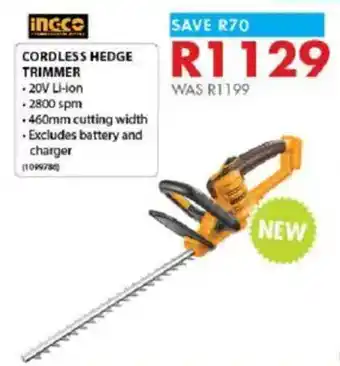 Chamberlain Ingco cordless hedge trimmer offer