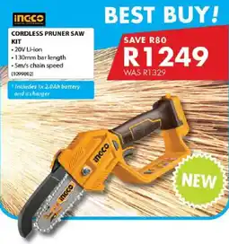 Chamberlain Ingco cordless pruner saw kit offer