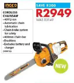 Chamberlain Ingco cordless chainsaw offer