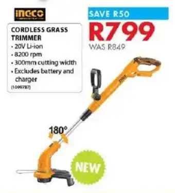 Chamberlain Ingco cordless grass trimmer offer