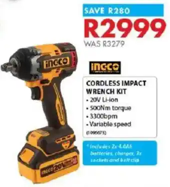 Chamberlain Ingco cordless impact wrench kit offer