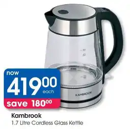 Clicks Kambrook Cordless Glass Kettle offer