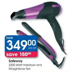 Clicks Safeway 2200 Watt Hairdryer and Straightener Set offer