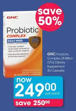 Clicks GNC Probiotic Complex 25 Billion CFUs Dietary Supplement offer