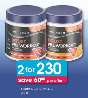 Clicks Clicks Boost Pre-Workout offer