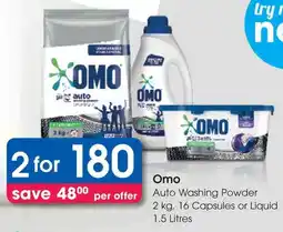 Clicks Omo Auto Washing Powder, Capsules or Liquid offer
