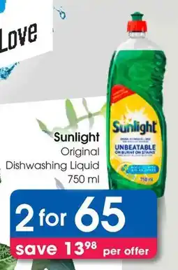 Clicks Sunlight Original Dishwashing Liquid offer