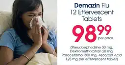 Clicks Demazin Flu 12 Effervescent Tablets offer