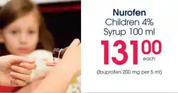 Clicks Nurofen Children 4% Syrup offer