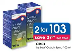 Clicks Clicks Ivy Leaf Cough Syrup offer