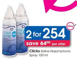 Clicks Clicks Saline Nasal Isotonic Spray offer