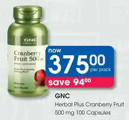 Clicks GNC Herbal Plus Cranberry Fruit 500 mg offer