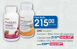 Clicks GNC Probiotic Complex 1 Billion CFUs 100 Vegetarian Capsules offer