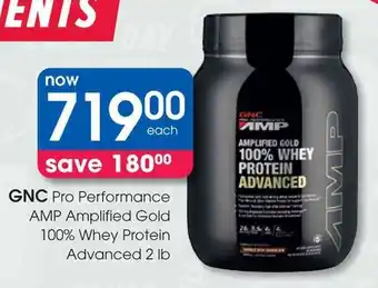 Clicks GNC Pro Performance AMP Amplified Gold 100% Whey Protein Advanced offer