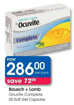 Clicks Bausch + Lomb Ocuvite Complete 60 Soft Gel Capsules offer