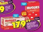 Shoprite Huggies Dry Comfort JP Pack Nappies 52/56/60/74/84 Huggies Gold VP Nappies 42/44/50/58/66-Per Pack offer
