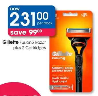 Clicks Gillette Fusion5 Razor plus 2 Cartridges offer