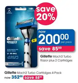Clicks Gillette Mach3 Turbo Razor plus 2 Cartridges offer