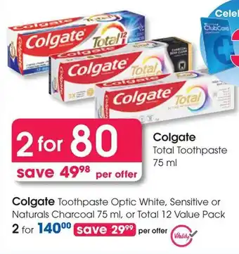 Clicks Colgate Total Toothpaste offer