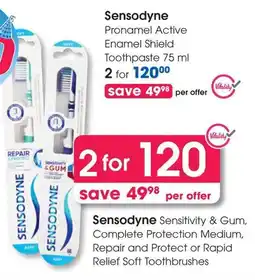 Clicks Sensodyne Sensitivity & Gum, Complete Protection Medium, Repair and Protect or Rapid Relief Soft Toothbrushes offer
