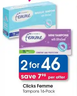 Clicks Clicks Femme Tampons offer