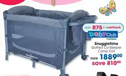 Clicks Snuggletime Quilted Co-Sleeper Camp Cot offer