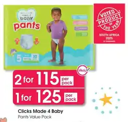 Clicks Clicks Made 4 Baby Pants Value Pack offer