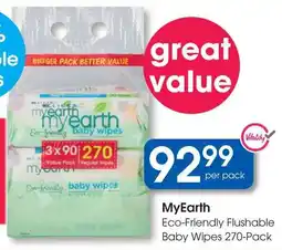 Clicks MyEarth Eco-Friendly Flushable Baby Wipes offer