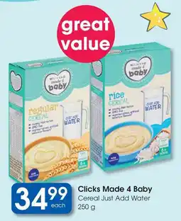 Clicks Clicks Made 4 Baby Cereal Just Add Water offer
