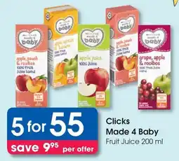 Clicks Clicks Made 4 Baby Fruit Juice offer