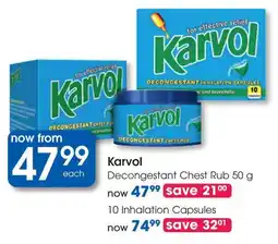 Clicks Karvol Decongestant Chest Rub offer