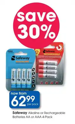 Clicks Safeway Alkaline or Rechargeable Batteries AA or AAA offer