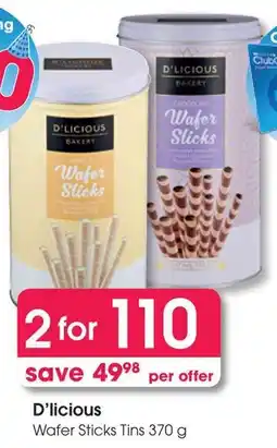 Clicks D'licious Wafer Sticks Tins offer