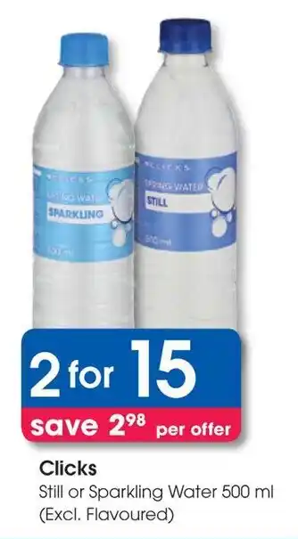 Clicks Clicks Still or Sparkling Water offer