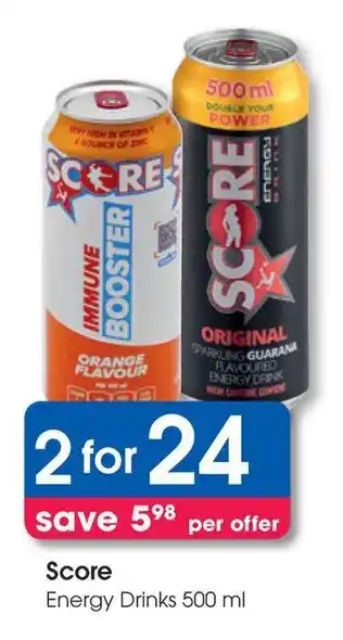 Clicks Score Energy Drinks offer