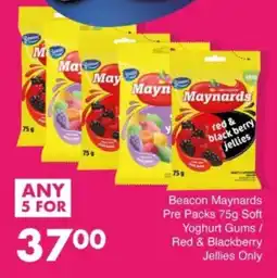 Save Hyper Beacon Maynards Pre Packs Soft Yoghurt Gums/ Red & Blackberry Jellies Only offer